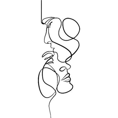 Mur Métallique Art Minimaliste 30 x 10 cm Deco Murale Metal Visage Noir Art Ligne Simple Décoration Murale Noir Visage pour Chambre Salle à Manger Cuisine Couloir Bureau (1/4)