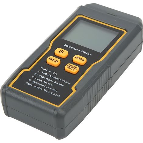 Testeur d'humidité 4 broches avec écran LCD, 4 modes pour bois, papier, mur et sol, arrêt automatique inclus. (1/5)