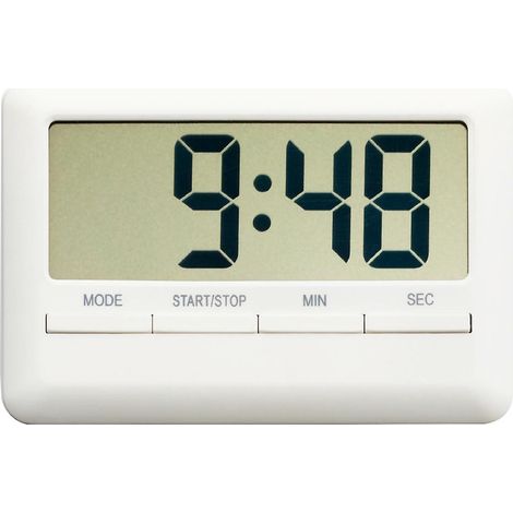 Weißer digitaler LCD-Wecker mit großem manuellem Timer für Küche, Dusche, Arbeitszimmer, Stoppuhr