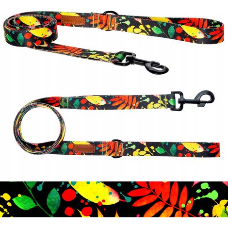 Correa estándar CLÁSICA para perro grande  20 kg 180 cm Ukory NEGRO con estampados (1/5)