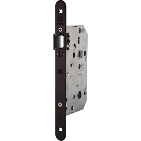 Vachette – Serrure à larder noire gauche à fouillot – Pêne demi-tour réversible – Entraxe 70 mm – Norme NF EN 12 209 – Pour bois dur (1/2)