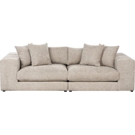 Sofá tapizado 3 plazas cómodo acolchado respaldo reposabrazos sala de estar moderno gris pardo Glorvika II