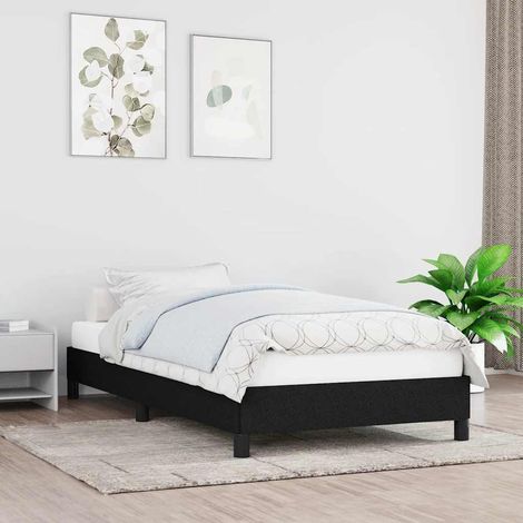 Cadre de lit 90 x 200 cm avec sommier à lattes en tissu noir, sans matelas, 17.5kg - PANGIVO (1/5)