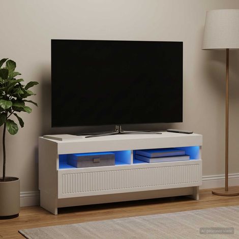 Irovami LED TV Stand White Engineered Wood (1/5)