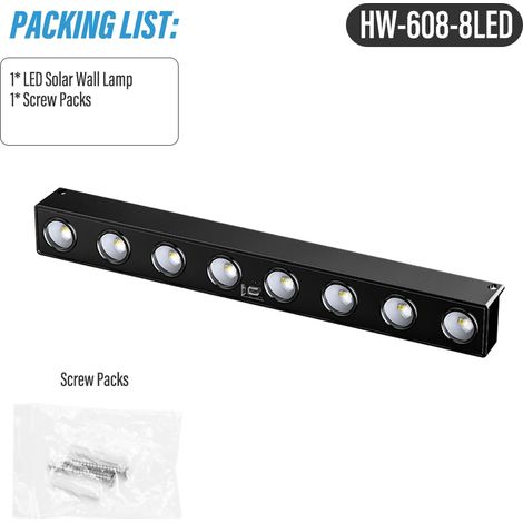 Applique murale LED solaire extérieure (8 LED), éclairage d'enseigne LED, éclairage paysager de jardin avec contrôle intelligent de la lumière (1/5)