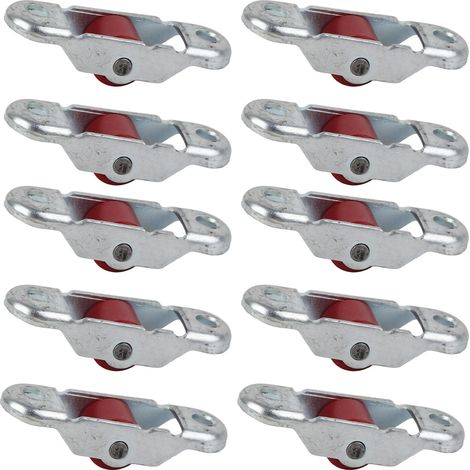 Lot de 10 galets de porte coulissante en plastique, roulette silencieuse à une roue, quincaillerie avec embase 12mm (1/5)