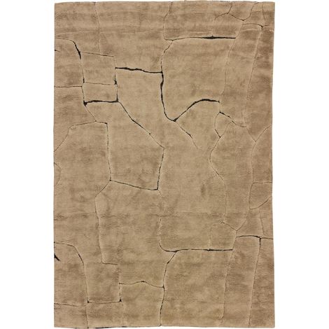 Tapis marron chaleureux en laine et coton pour salon élégant - marron clair texturé (1/4)