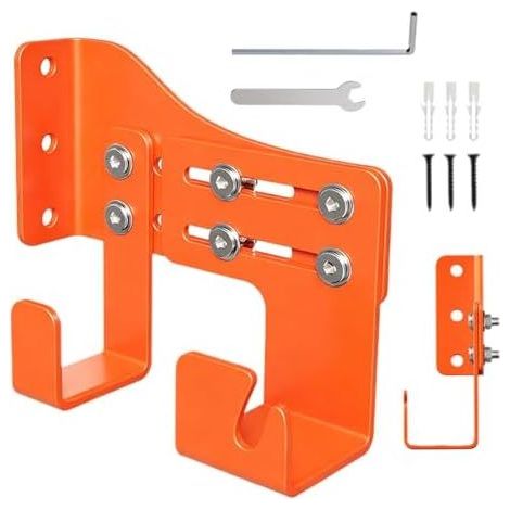 Kettensägenständer, robuste Wandaufbewahrung, Kettensägen-Schutzablage mit zwei Haken für Garten, Garage, Werkstattzubehör - (1/5)