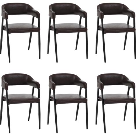 [NEUWERTIG] 6er-Set Esszimmerstuhl HHG-685, Küchenstuhl Lehnstuhl Polsterstuhl, Industrial Retro Vintage Kunstleder dunkelbraun