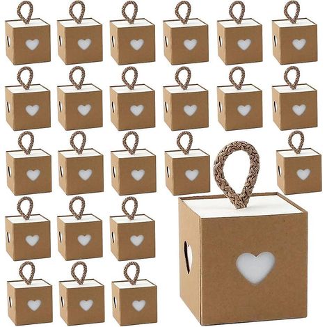 30pcs Bote Cadeau (extrieur Marron Et Intrieur Blanc),bote Cadeau Mariage,bote Cadeau En Carton,bote Cadeau Vide,mini Bote  Bonbons Kraft,chocolat (1/5)
