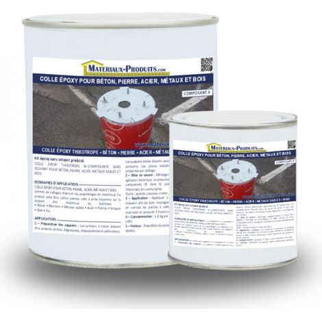 Colle epoxy pour béton, pierre, acier, métaux et bois - 2.5 Kg Gris béton - MATPRO