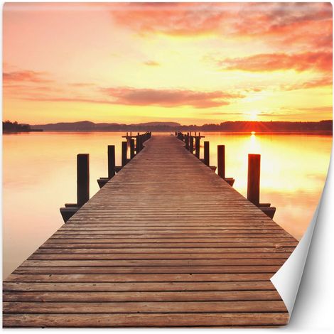 Papier peint mural, Pont sur le coucher de soleil sur le lac - 300x300 (1/5)