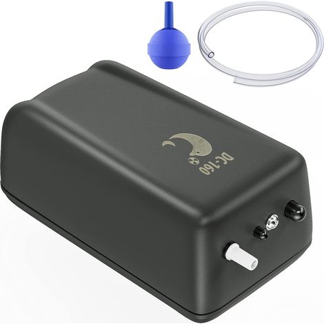 Pompe à air Aquarium 2,5 L/Min Bulleur Aquarium Silencieux à Pile avec Pierre à Air et Tuyau d'Airline Pompe à Oxygène Portable pour Aquariums jusqu'à 120L - D Batterie Non Incluse (1/5)