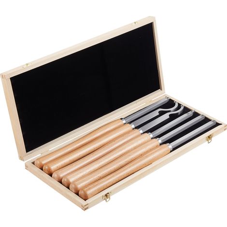 Mophorn 6-teiliges Drechseleisen-Set mit Hartmetalleinsätzen, Holzkoffer und Werkzeugen für Holzarbeiten, geeignet für Diamant-, runde und quadratische Einsätze, Rockwellhärte von 80–90