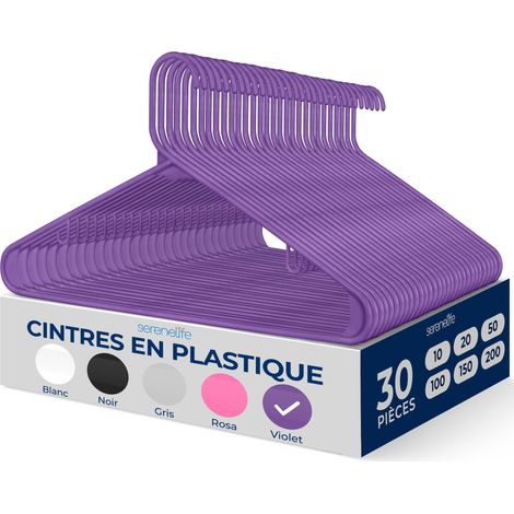 Cintres en Plastique - Antidérapants - Porte-Vêtement Fins et Gain de Place - pour Chemises, Pulls, Sweats, Vêtements Enfants et Robes - Ultra-Fins - Légers - Lot de 30 - Violet (1/5)
