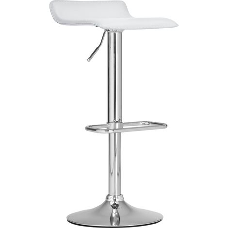 Sgabello da bar x1 con poggiapiedi sedile girevole a 360° design semplice PVC bianco e metallo cromato 100004798