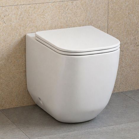 Wc filo muro bianco lucido con scarico tornado e design arrotondato Kora (1/5)