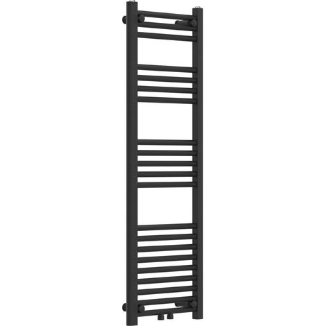 Radiateur sèche-serviettes chauffage salle de bain acier 120 x 40 cm noir (1/5)