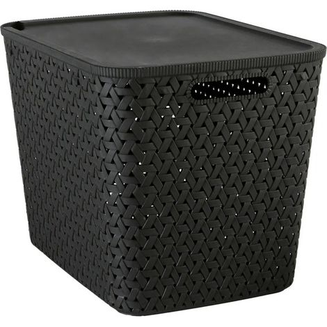 Boîte de Rangement Tressée "Tressy" 28L Noir (1/2)