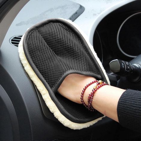 Gants de lavage de voiture en laine douce, brosse de nettoyage, serviettes d'entretien automobile (1/4)
