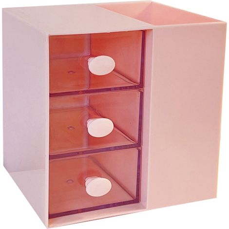 Pinke Aufbewahrungsbox für Hautpflegeprodukte – Große dekorative Schublade mit Aufklebern, staubdichter Deckel (1/5)