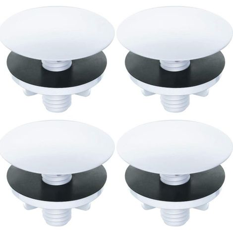 Lot de 4 caches-trous pour évier, bouchons robinet, plaques métal pour cuisine, étanches (1/5)