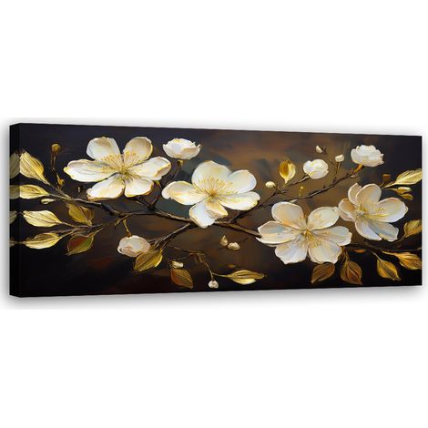 Tableau déco Fleurs blanches sur une branche 90x30 (1/5)