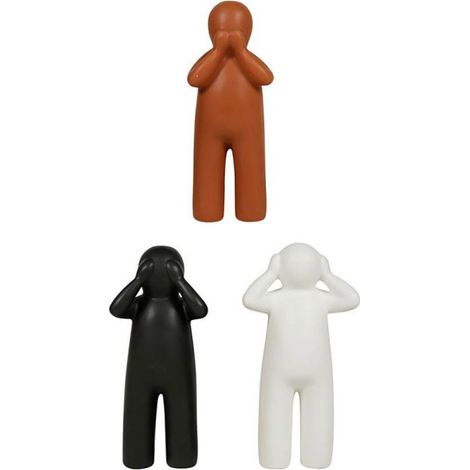 Lot de 3 statuettes céramique bonhommes 16 cm (1/2)