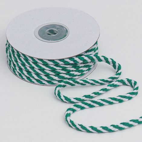 Cordes En Coton - 10 Yards Par Rouleau - Diamètre 5 Mm - Rouge Vert Blanc - Pour Étiquettes Accrochage Décoration Fêtes Et Emballage Cadeaux (1/5)