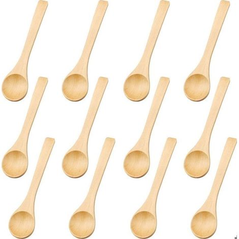 12 PCs à la Petite cuillère en bois, ronde cuillère Mini cuillères en bois, 13x3CM ronde en bois enfants cuillère pour les épice
