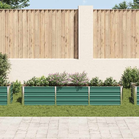 Jardinière de jardin - Balconnière à fleurs Lit surélevé de jardin Acier galvanisé 240x40x45 cm Vert BV261749 - BonneVie (1/5)