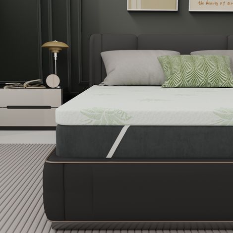 Dewinner Surmatelas 160 x 200 x 5CM, Mousse à Mémoire de Forme, Ergonomique, Couvre lit en tissu Aloe, Certifié Oeko-TEX, Tissu Doux et Respirant, Housse Lavable et Hypoallergénique