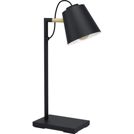 Lampe de bureau élégante Lacey noir avec un aspect bois - 43613