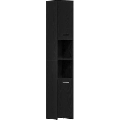Maison Exclusive - Mobile da Bagno Rovere Nero 30x30x183,5 cm in Truciolato