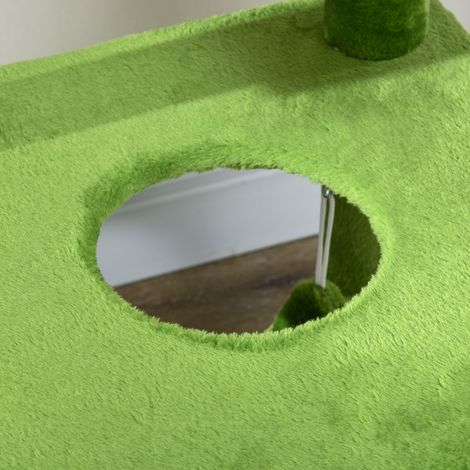 Arbre à chat avec hamac, balle et griffoir en sisal, 49x49x142cm, vert (1/5)