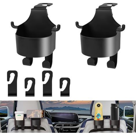 Porte Gobelet Voiture, 2pcs Porte-gobelet de Siège de Voiture avec 2 Crochets de Siège, Diamètre Universel, Réglable Porte-gobelet/Boisson de Voiture, pour cendrier de Voiture (1/5)