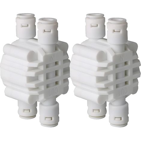 2 Pcs 1/4 inch 4 Voies Auto Shut Off Valve, Pousser Les raccords pour Le Système De Filtre À Eau Osmose Inverse Ro