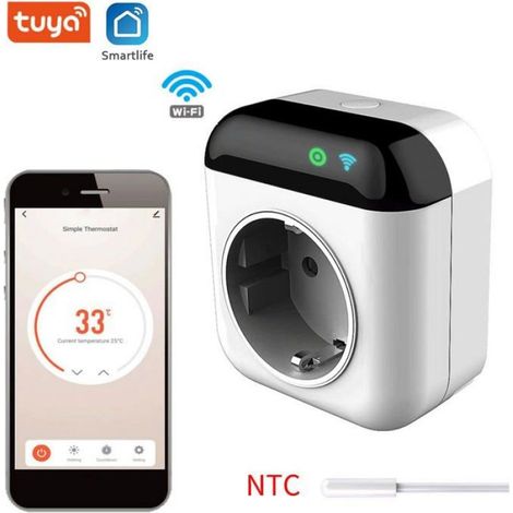 1 Prise thermostat programmable Wifi, contrôle APP 2.4GHz, commande vocale, température -20 à 100°C, pour radiateur et climatiseur (1/5)