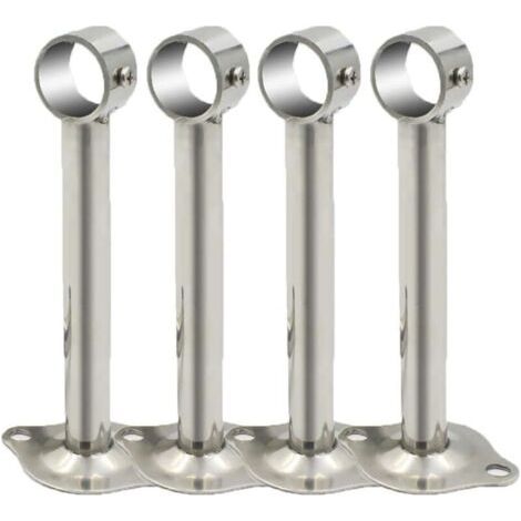 Lot de 4 supports muraux en acier inoxydable pour tringle à rideau de douche et penderie (1/4)