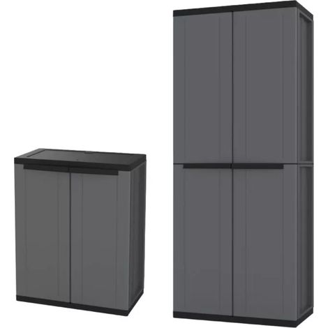 set 2 armadi alto e basso terry in polipropilene grigio 68x37,5x85/163,5 cm