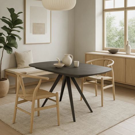 Spin, Tavolo allungabile con top in Ceramica Cemento grigio scuro (90cm X 140/200cm H. 75cm)  Duzzle (1/5)