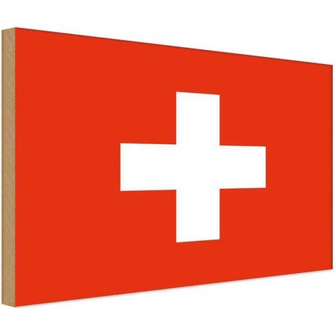 Panneau en bois 30x40 cm Drapeau et armoiries de la Suisse (1/4)