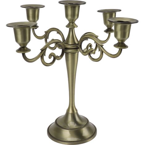 Porte-bougie 5 branches en fer rétro, support décoratif cyan pour centre de table, maison et église (1/5)