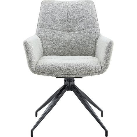 Set de 2 sillas de comedor giratorias 360° tapizadas en tejido gris claro con patas de metal negro (1/5)