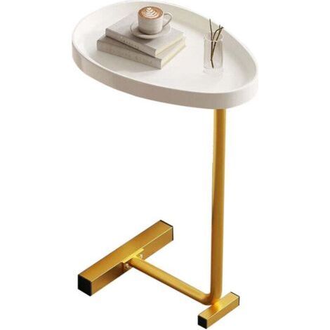 Table d'appoint en forme de C, petit uf ovale, bout de canapé, table basse qui glisse dessous pour le salon, doré