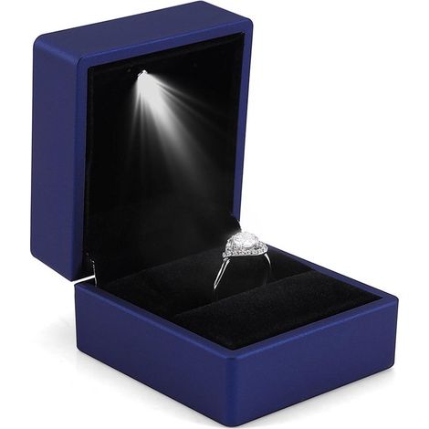 Boîte À Bague Éclairée - Boîte À Bague LED Ronde Pour Fiançailles Mariage Avec Éclairage Intérieur - Pour Bagues Anneaux Bijoux - 1 Pièce (1/5)