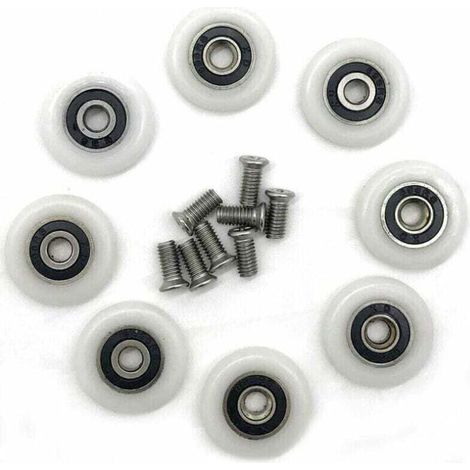 Enowelir Lot de 8 roues de rechange pour porte de douche de 23 mm de diamètre Fixation de porte et paroi de douche (1/5)