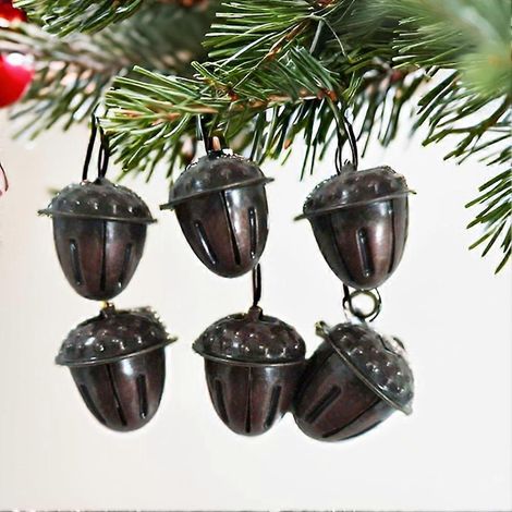 45 cloches de Noël en forme de gland, 1,2 pouces, ornements de cloches vintage décorés de pommes de pin, en métal couleur cuivre. (1/5)