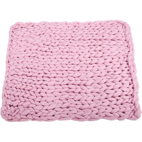 Couverture Polaire Tressée Grosse Maille pour Canapé, Douce et Chaude, Grande Taille Rose 100x80cm (1/5)