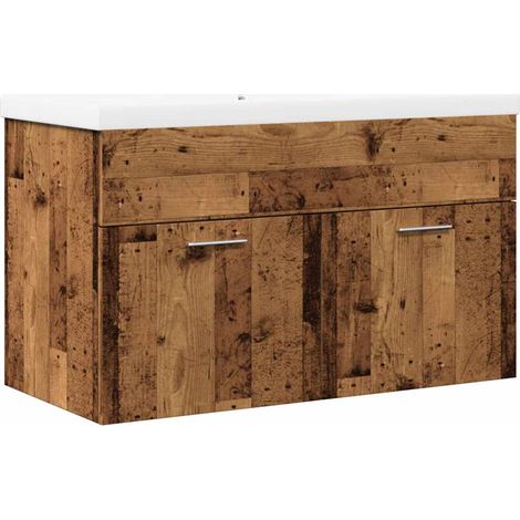 Juego de muebles de baño 2 piezas madera ingeniería envejecida vidaXL